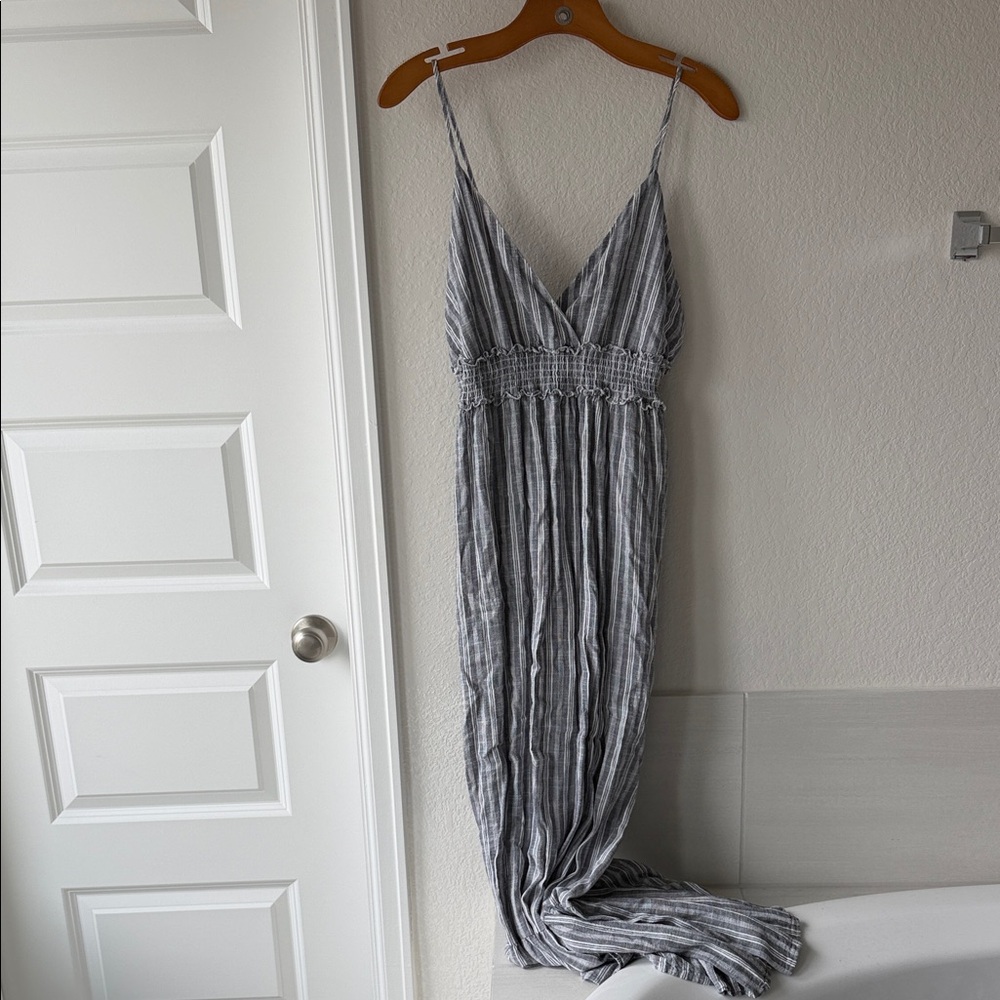Peach Love California Black and White Striped Maxi Dress
